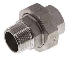 Rp 1'' x R 1'' F/M Stainless steel Double Nipple 3-pieces with Flat sealing 16 Bar