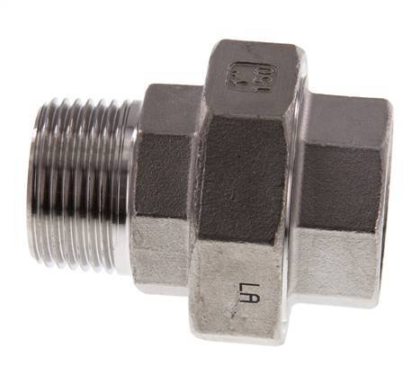 Rp 1'' x R 1'' F/M Stainless steel Double Nipple 3-pieces with Flat sealing 16 Bar