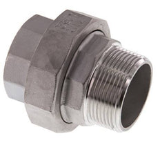 Rp 1 1/2'' x R 1 1/2'' F/M Stainless steel Double Nipple 3-pieces with Flat sealing 16 Bar
