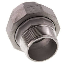 Rp 1 1/2'' x R 1 1/2'' F/M Stainless steel Double Nipple 3-pieces with Flat sealing 16 Bar