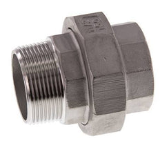Rp 1 1/2'' x R 1 1/2'' F/M Stainless steel Double Nipple 3-pieces with Flat sealing 16 Bar