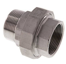 Rp 1 1/2'' x R 1 1/2'' F/M Stainless steel Double Nipple 3-pieces with Flat sealing 16 Bar