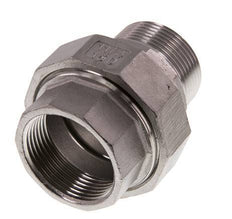 Rp 1 1/4'' x R 1 1/4'' F/M Stainless steel Double Nipple 3-pieces with Flat sealing 16 Bar