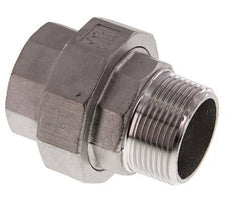 Rp 1 1/4'' x R 1 1/4'' F/M Stainless steel Double Nipple 3-pieces with Flat sealing 16 Bar
