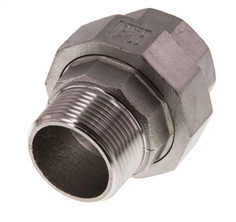 Rp 1 1/4'' x R 1 1/4'' F/M Stainless steel Double Nipple 3-pieces with Flat sealing 16 Bar