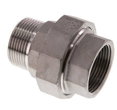 Rp 1 1/4'' x R 1 1/4'' F/M Stainless steel Double Nipple 3-pieces with Flat sealing 16 Bar