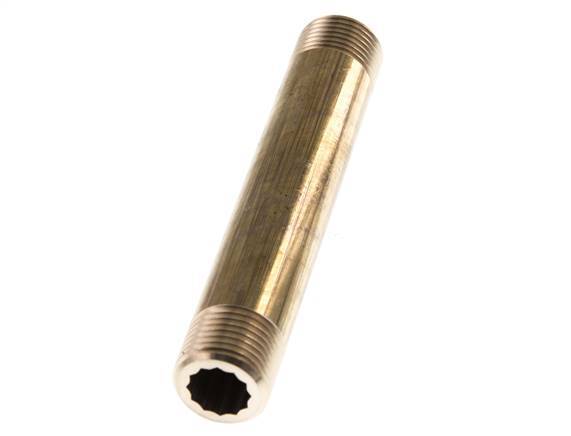 G 1/2'' Brass Double Pipe Nipple 16 Bar DIN 2982 - 120mm