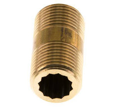 G 1/2'' Brass Double Pipe Nipple 16 Bar DIN 2982 - 40mm