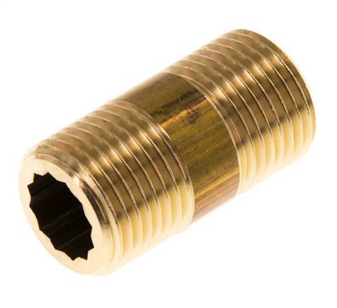 G 1/2'' Brass Double Pipe Nipple 16 Bar DIN 2982 - 40mm