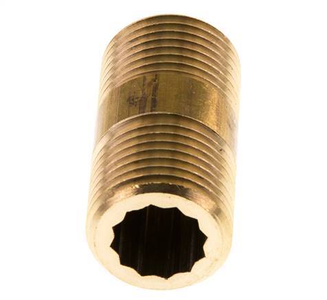 G 1/2'' Brass Double Pipe Nipple 16 Bar DIN 2982 - 40mm