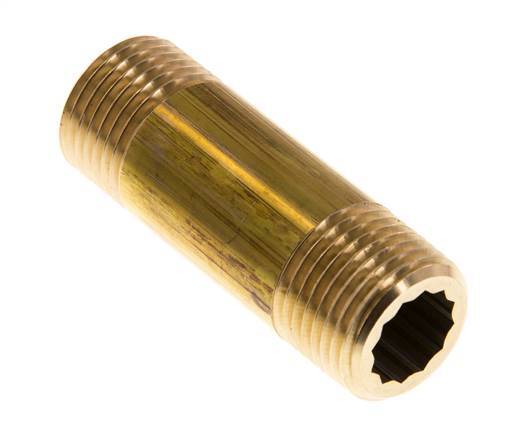 G 1/2'' Brass Double Pipe Nipple 16 Bar DIN 2982 - 60mm