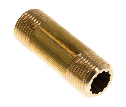 G 1/2'' Brass Double Pipe Nipple 16 Bar DIN 2982 - 60mm