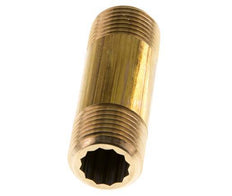 G 1/2'' Brass Double Pipe Nipple 16 Bar DIN 2982 - 60mm