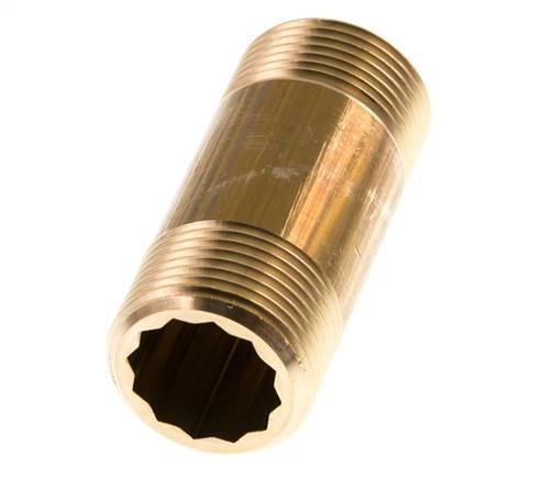 G 3/4'' Brass Double Pipe Nipple 16 Bar DIN 2982 - 60mm