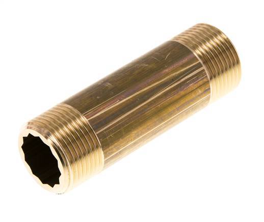 G 3/4'' Brass Double Pipe Nipple 16 Bar DIN 2982 - 80mm