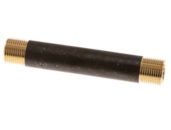 G 3/8'' Brass Double Pipe Nipple 16 Bar DIN 2982 - 100mm