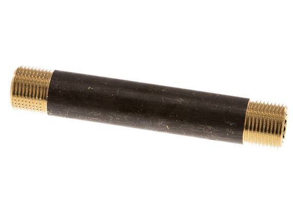 G 3/8'' Brass Double Pipe Nipple 16 Bar DIN 2982 - 100mm