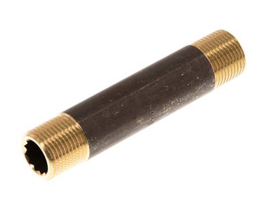 G 3/8'' Brass Double Pipe Nipple 16 Bar DIN 2982 - 80mm