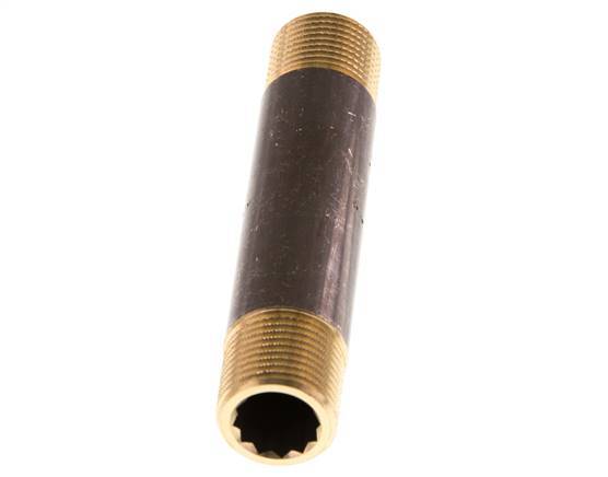 G 3/8'' Brass Double Pipe Nipple 16 Bar DIN 2982 - 80mm