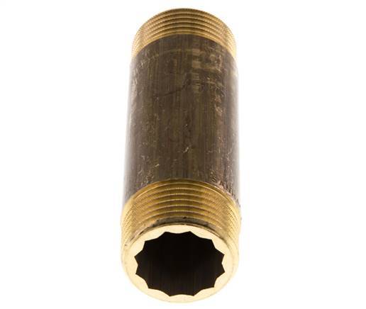G 1'' Brass Double Pipe Nipple 16 Bar DIN 2982 - 100mm
