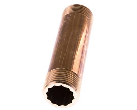 G 1'' Brass Double Pipe Nipple 16 Bar DIN 2982 - 120mm