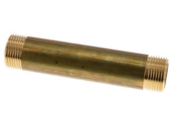 G 1'' Brass Double Pipe Nipple 16 Bar DIN 2982 - 150mm