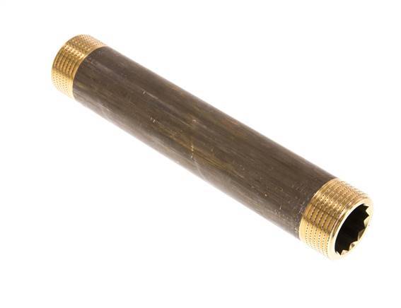 G 1'' Brass Double Pipe Nipple 16 Bar DIN 2982 - 180mm