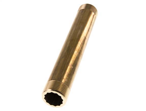 G 1'' Brass Double Pipe Nipple 16 Bar DIN 2982 - 200mm