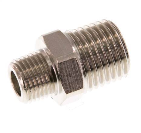 R 1/4'' x R 1/8'' Nickel plated Brass Double Nipple 16 Bar [10 Pieces]