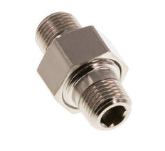 R 1/8'' Nickel plated Brass Double Nipple 3-pieces with Conically sealing 16 Bar [2 Pieces]