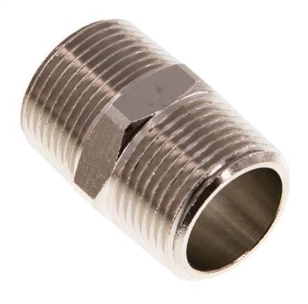 R 3/4'' Nickel plated Brass Double Nipple 16 Bar