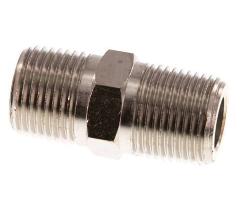 3/8'' NPT x R 3/8'' Nickel plated Brass Double Nipple 60 Bar