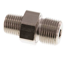 R 3/8'' x R 1/4'' Nickel plated Brass Double Nipple 3-pieces with Conically sealing 16 Bar [2 Pieces]