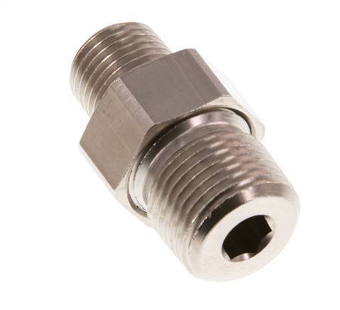 R 3/8'' x R 1/4'' Nickel plated Brass Double Nipple 3-pieces with Conically sealing 16 Bar [2 Pieces]