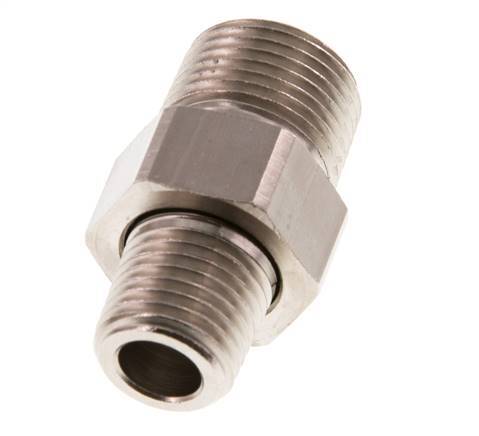R 3/8'' x R 1/4'' Nickel plated Brass Double Nipple 3-pieces with Conically sealing 16 Bar [2 Pieces]