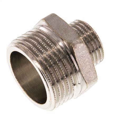 G 1'' x G 1/2'' Nickel plated Brass Double Nipple 16 Bar