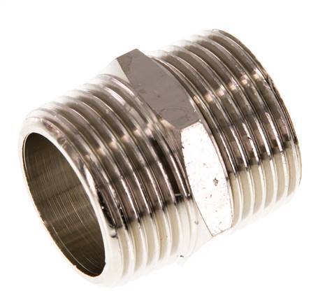 R 1'' Nickel plated Brass Double Nipple 16 Bar
