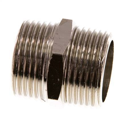 R 1'' Nickel plated Brass Double Nipple 16 Bar