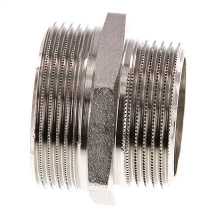 G 1 1/2'' x G 1 1/4'' Nickel plated Brass Double Nipple 16 Bar