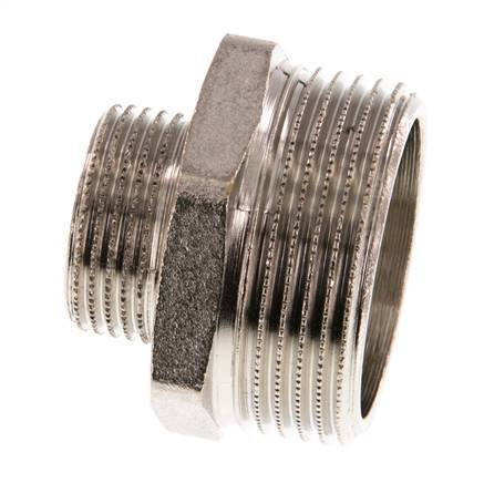 G 1 1/4'' x G 3/4'' Nickel plated Brass Double Nipple 16 Bar