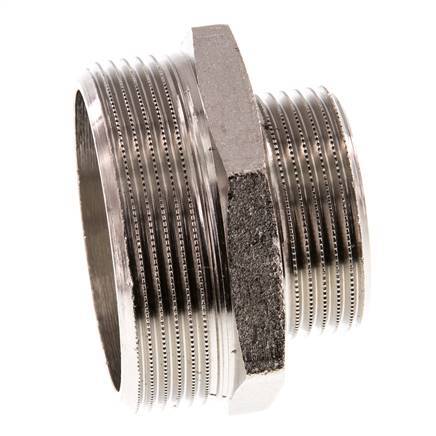 G 2'' x G 1 1/4'' Nickel plated Brass Double Nipple 16 Bar