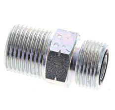 UN 13/16''-16 x 1/2'' NPT Zinc plated Steel Double Nipple ORFS 630 Bar - Hydraulic