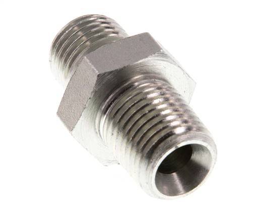 1/4'' NPT x G 1/4'' Zinc plated Steel Double Nipple 3-pieces 800 Bar - Hydraulic