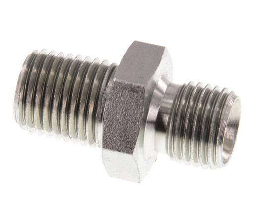 1/4'' NPT x G 1/4'' Zinc plated Steel Double Nipple 3-pieces 800 Bar - Hydraulic
