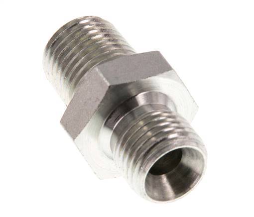 1/4'' NPT x G 1/4'' Zinc plated Steel Double Nipple 3-pieces 800 Bar - Hydraulic
