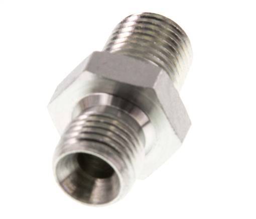 1/4'' NPT x G 1/4'' Zinc plated Steel Double Nipple 3-pieces 800 Bar - Hydraulic