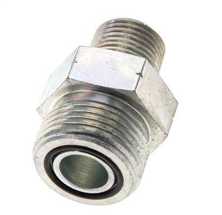 UN 1-3/16''-12 x 1/2'' NPT Zinc plated Steel Double Nipple ORFS 400 Bar - Hydraulic