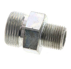 UN 1-3/16''-12 x 1/2'' NPT Zinc plated Steel Double Nipple ORFS 400 Bar - Hydraulic