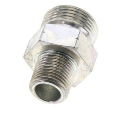 UN 1-3/16''-12 x 1/2'' NPT Zinc plated Steel Double Nipple ORFS 400 Bar - Hydraulic