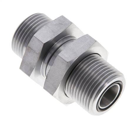 UN 1-3/16''-12 Male Zinc plated Steel Bulkhead Fitting ORFS 400 Bar - Hydraulic